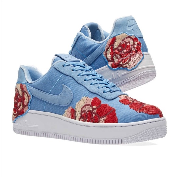 Nike Shoes - NIKE Air Force 1 Upstep Sky Blue Floral Shoes